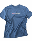 tee, don't run in cotton, heather blue.