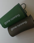 flask, gone running, green.