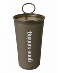 flask, gone running, grey.