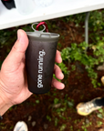 flask, gone running, grey.