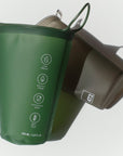 flask, gone running, green.