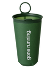flask, gone running, green.